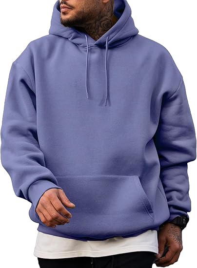Men’s Light Purple Hoodie | Oversized Pullover Sweatshirt with Hood and Kangaroo Pocket | Casual Streetwear for Autumn & Winter