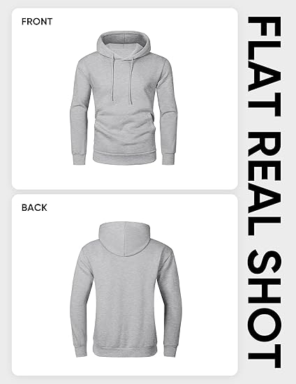 Men’s Oversized Hoodie Sweatshirt — Light Gray Pullover with Kangaroo Pocket, Adjustable Drawstring Hood & Long Sleeves, Thick Fleece Lining for Autumn & Winter