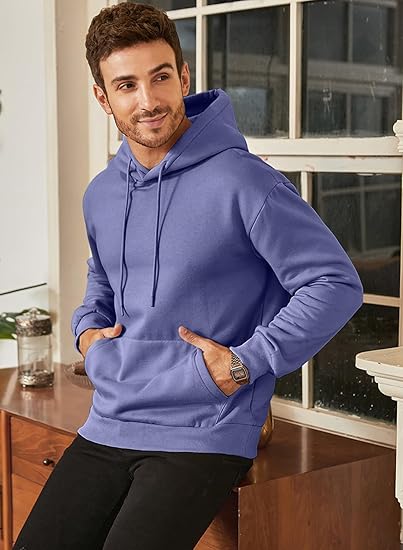 Men’s Light Purple Hoodie | Oversized Pullover Sweatshirt with Hood and Kangaroo Pocket | Casual Streetwear for Autumn & Winter